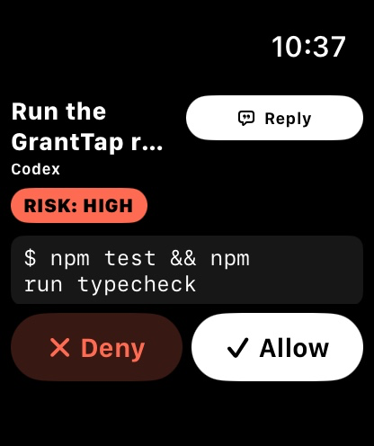 GrantTap approval on Apple Watch