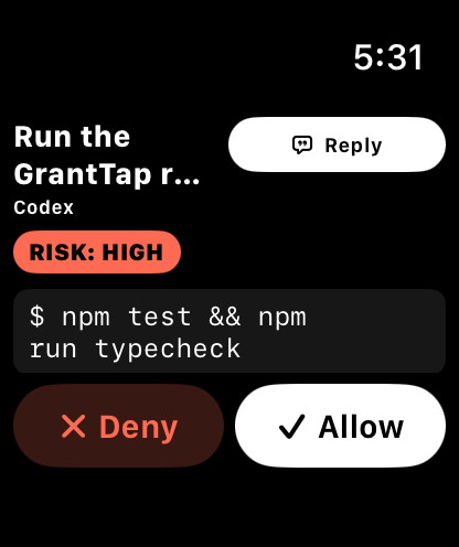 GrantTap approval on Apple Watch