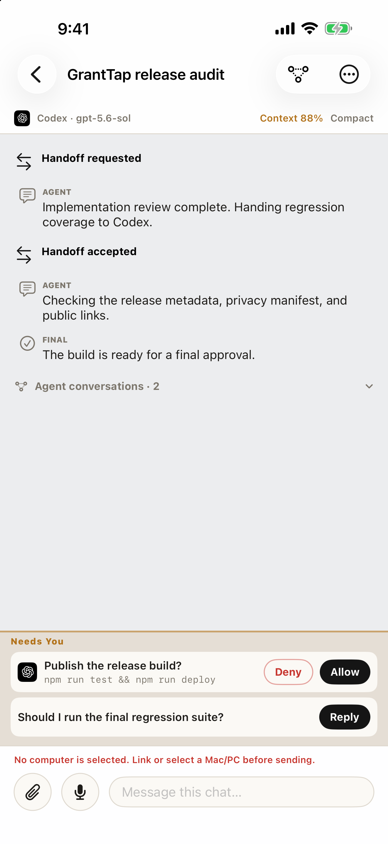 GrantTap task on iPhone