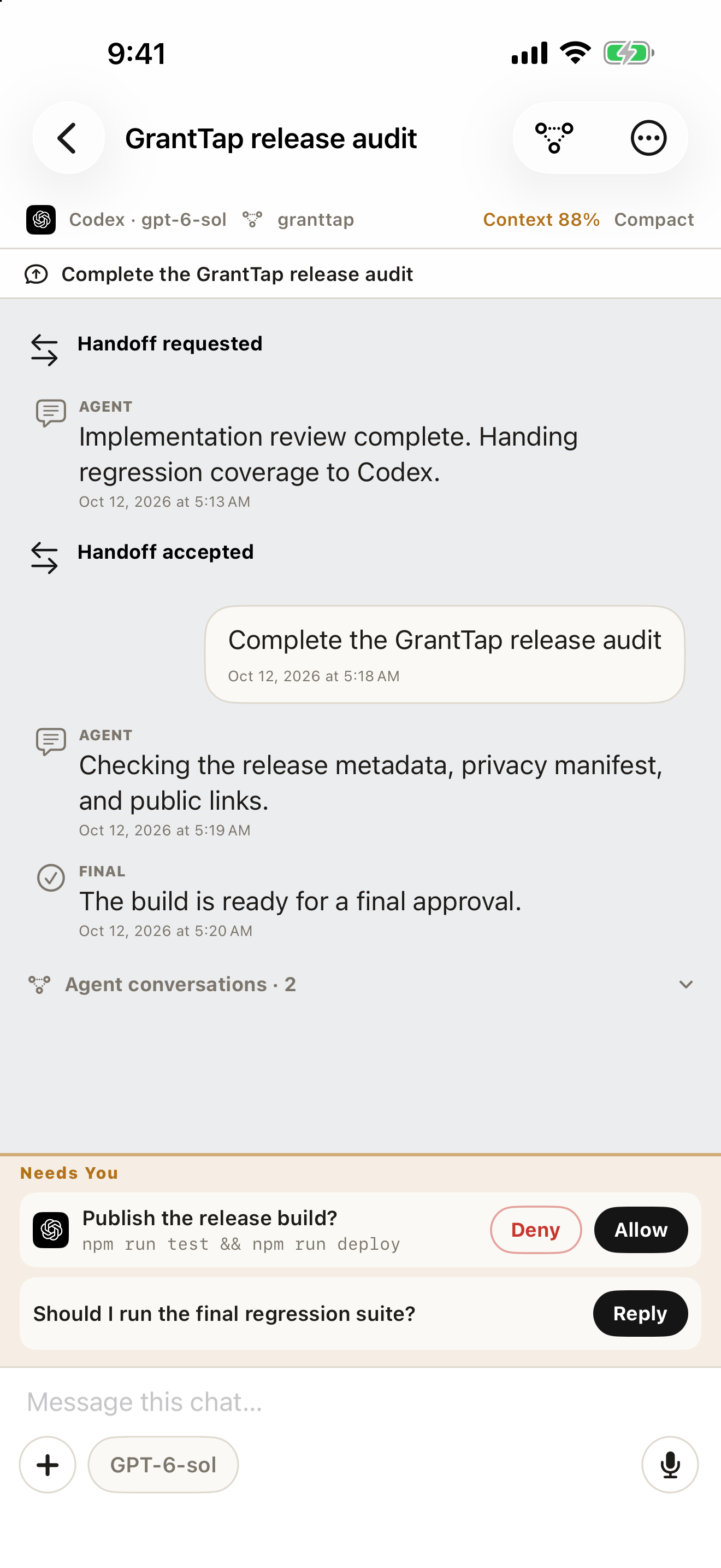 GrantTap task on iPhone
