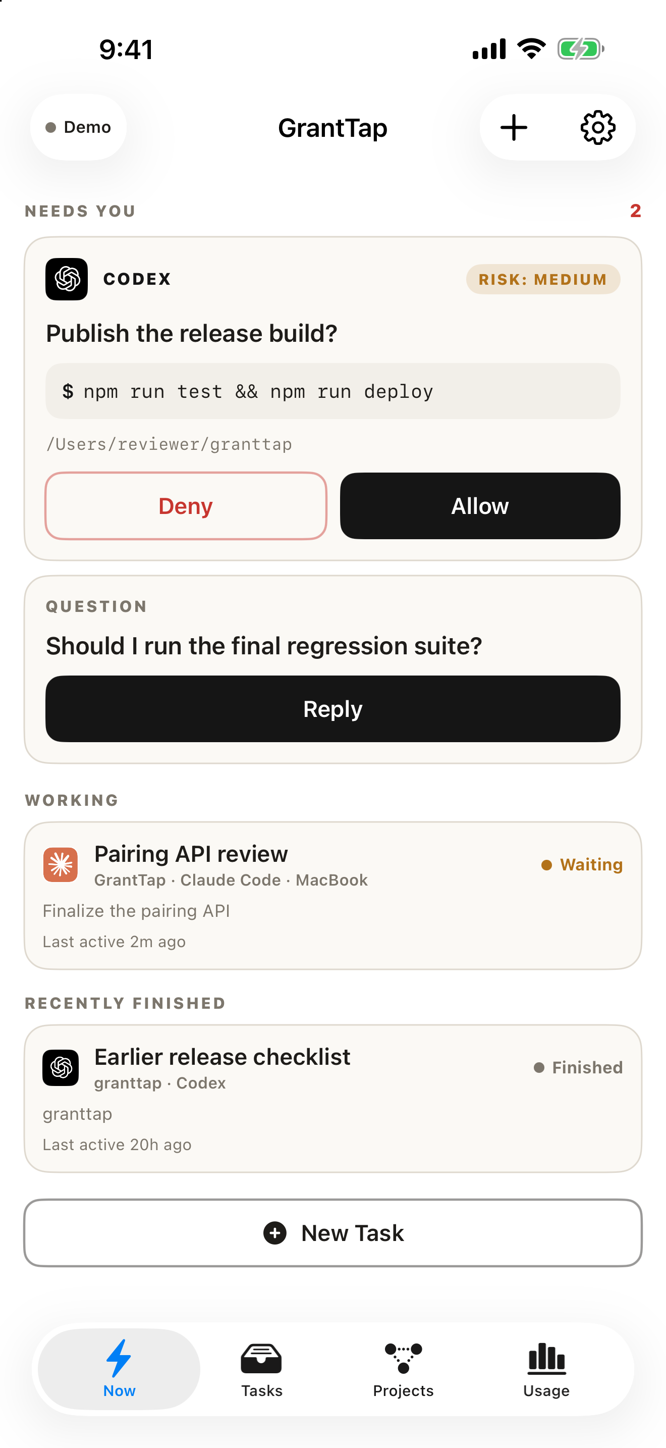 GrantTap Now on iPhone