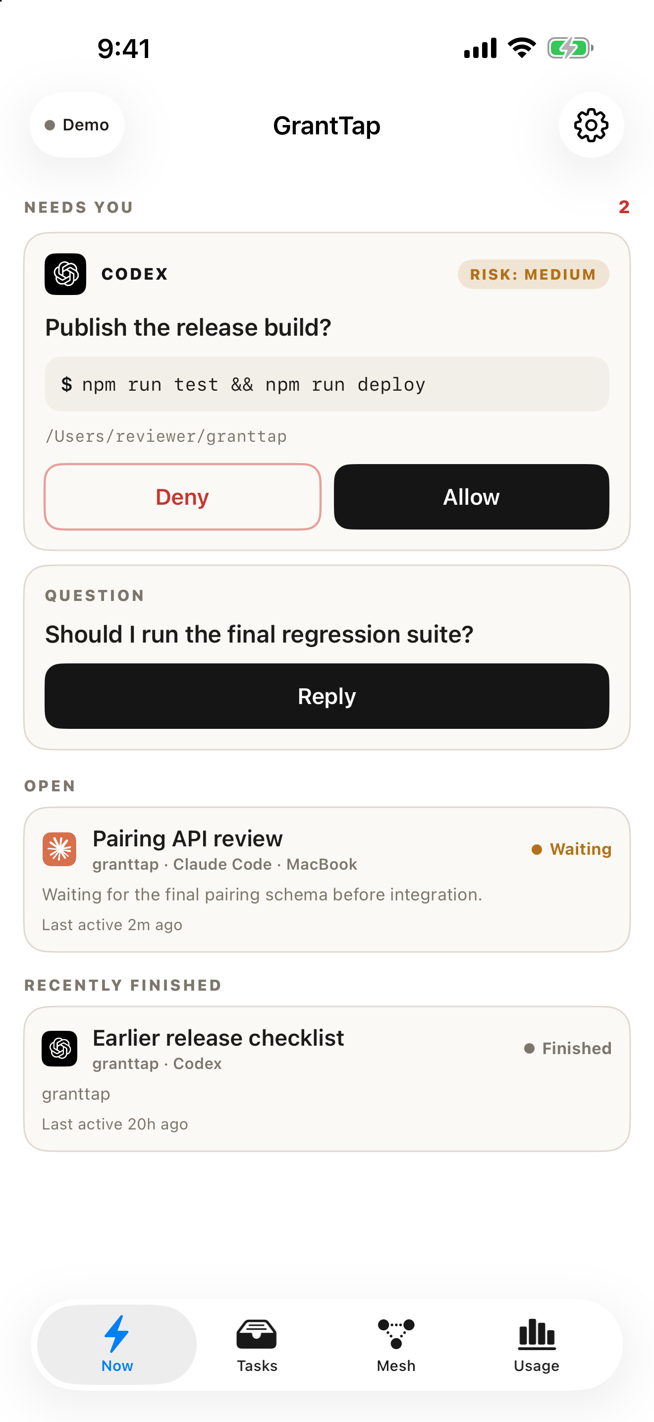 GrantTap Now on iPhone