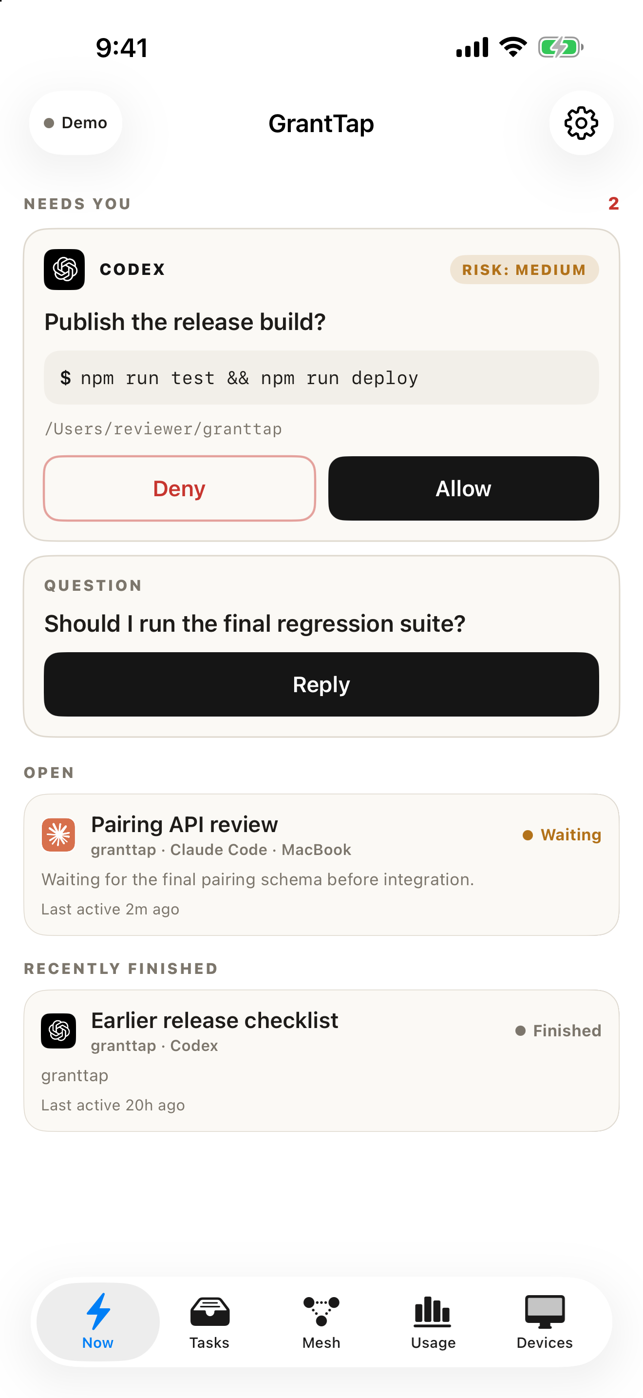 GrantTap Now on iPhone