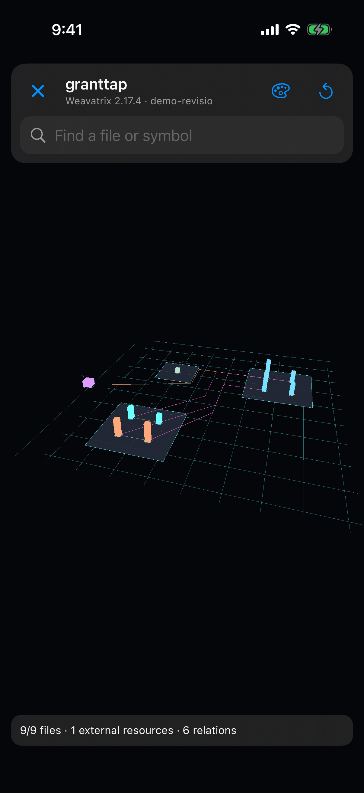 Full-screen Health code towers from deterministic fixture data, labelled demo-revision in the app.